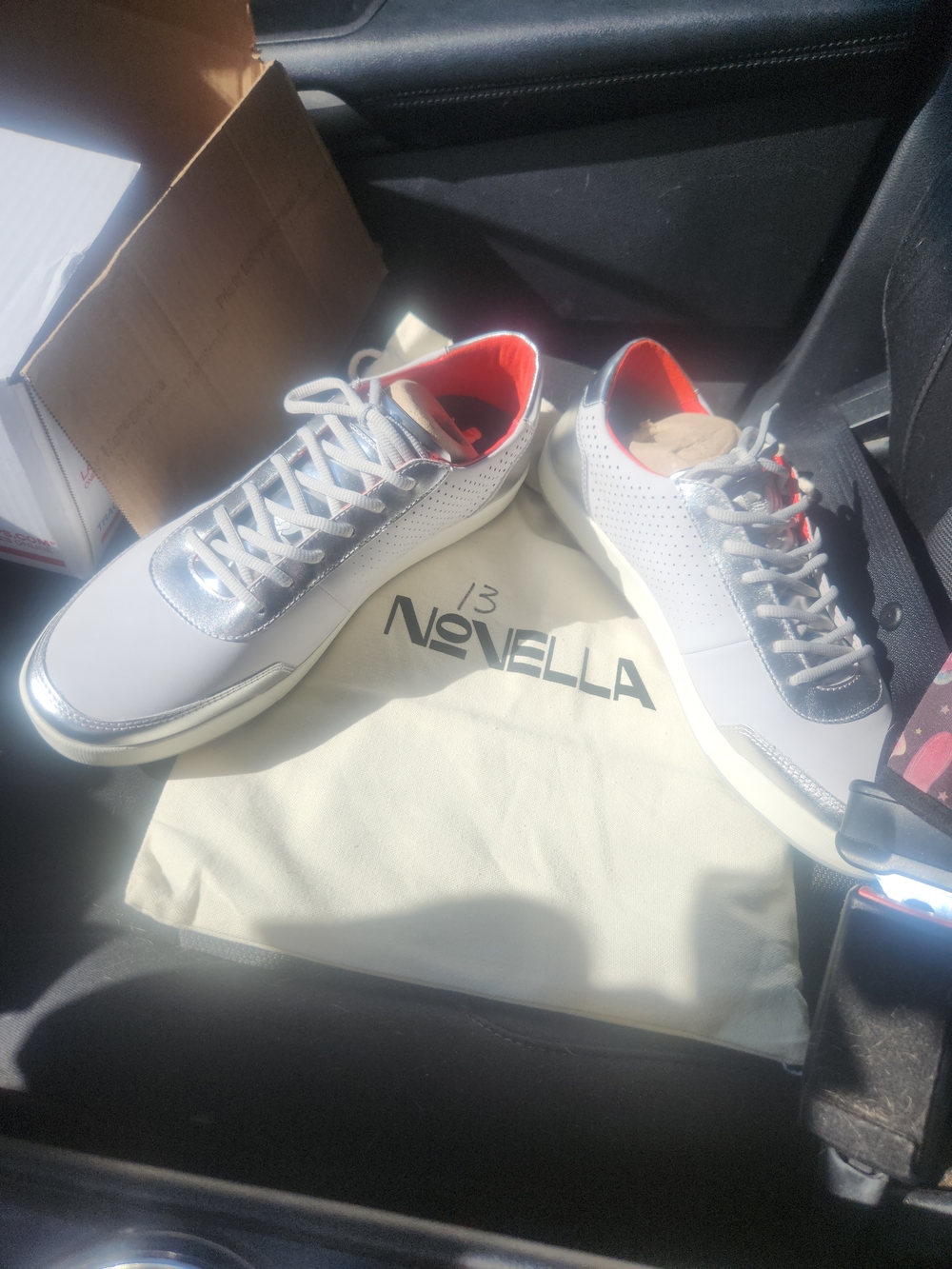 Novella Royale White & Silver Men's Sneaker with Red Lining